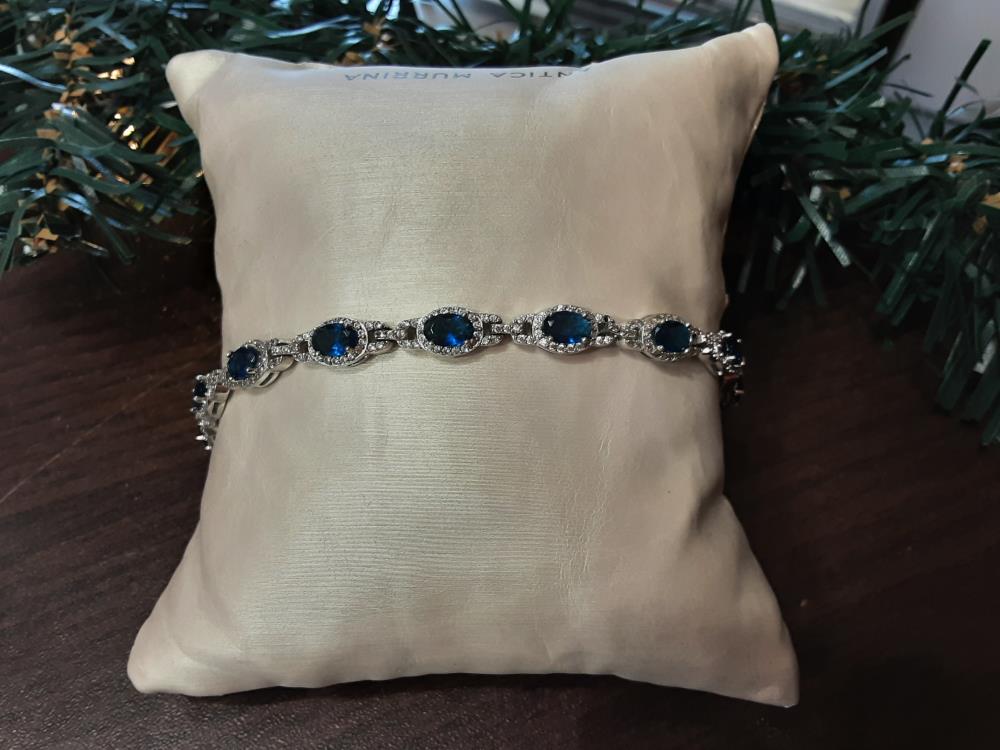 BRACELET ARGENT PIERRES BLEUES ET STRASS