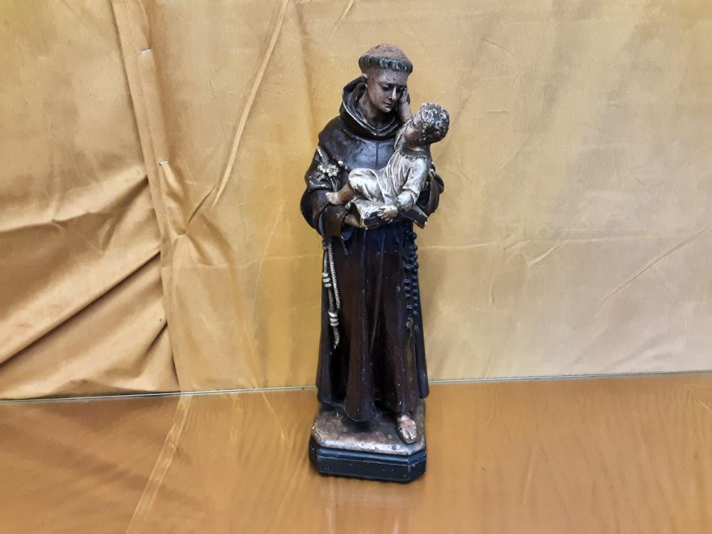 STATUETTE ST ANTOINE ET L'ENFANT EN PLATRE