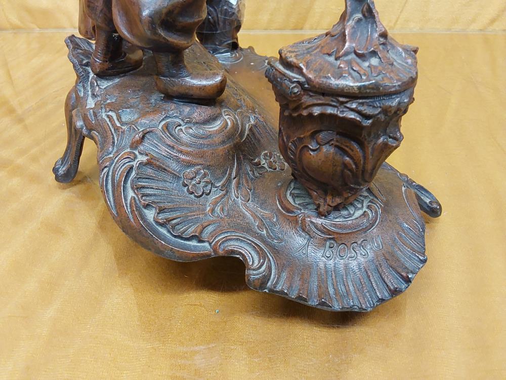 ENCRIER STATUETTES ALSACIENNES RÉGULE SIGNÉ A.BOSSU