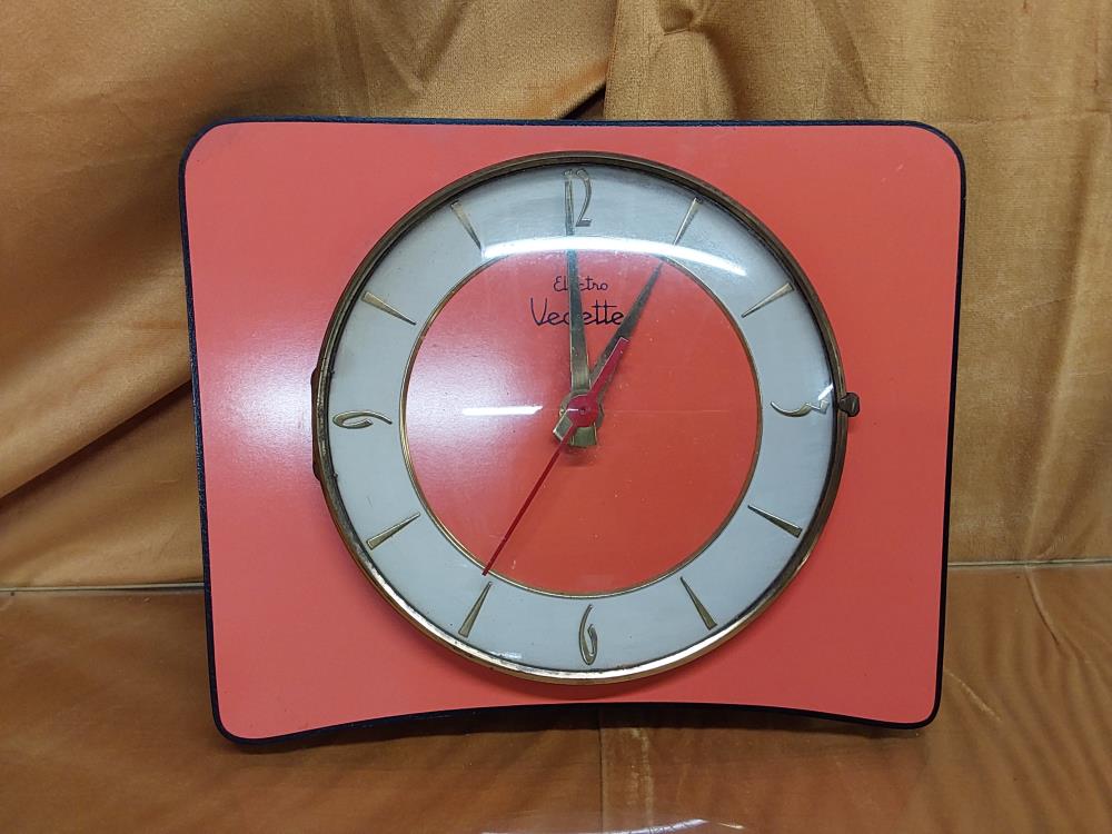 HORLOGE MURALE VEDETTE ORANGE VINTAGE À RESTAURER 