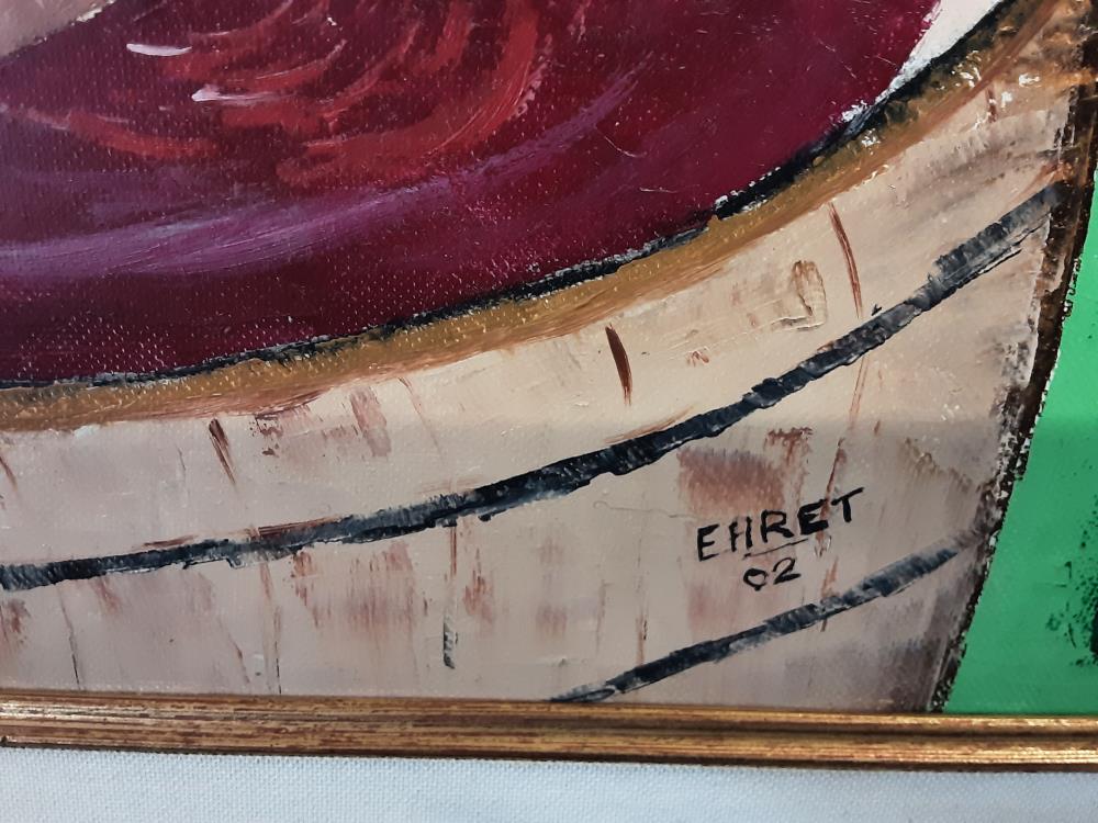 TABLEAU FONTAINE ET BOUTEILLE CADRE DORE