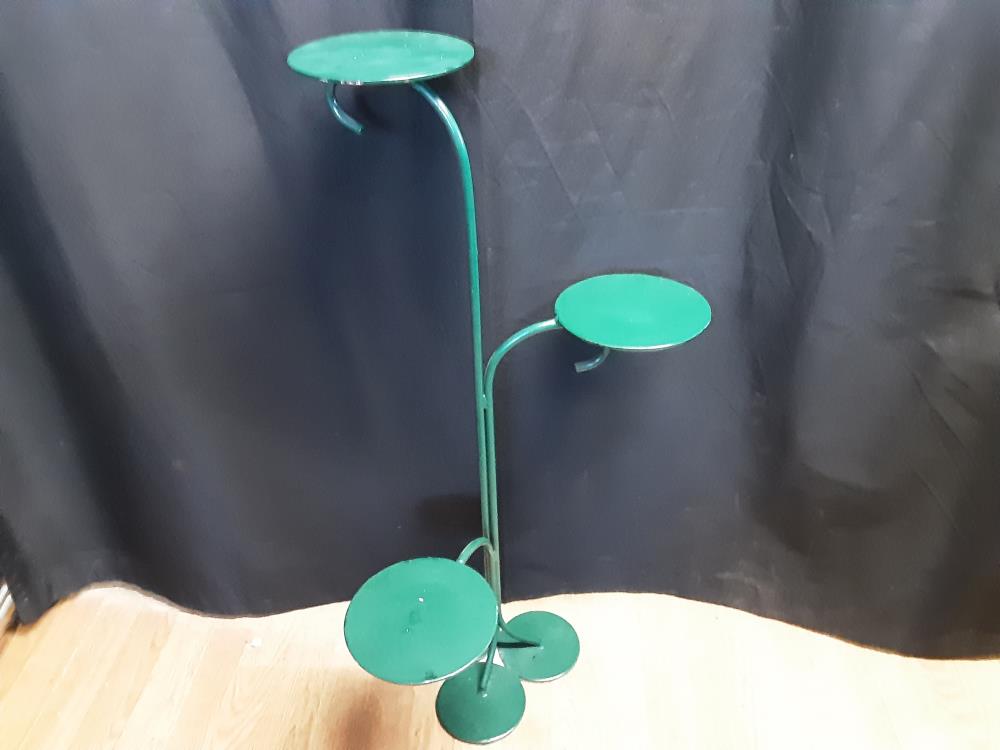 PORTE PLANTES EN METAL VERT 3 BRANCHES