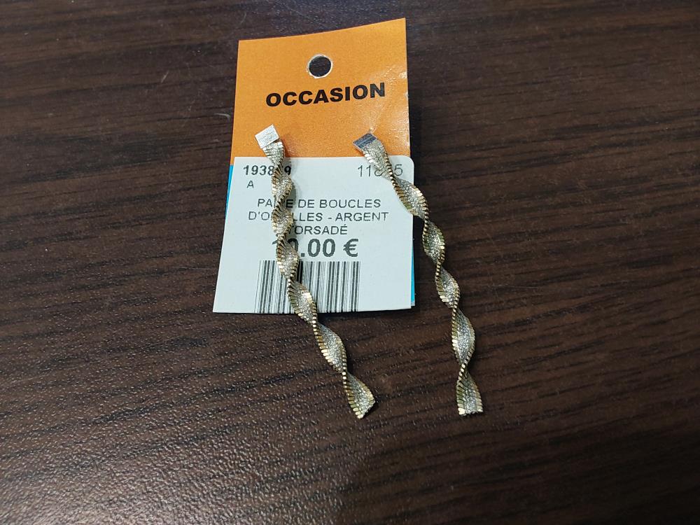 PAIRE DE BOUCLES D'OREILLES - ARGENT TORSADÉ
