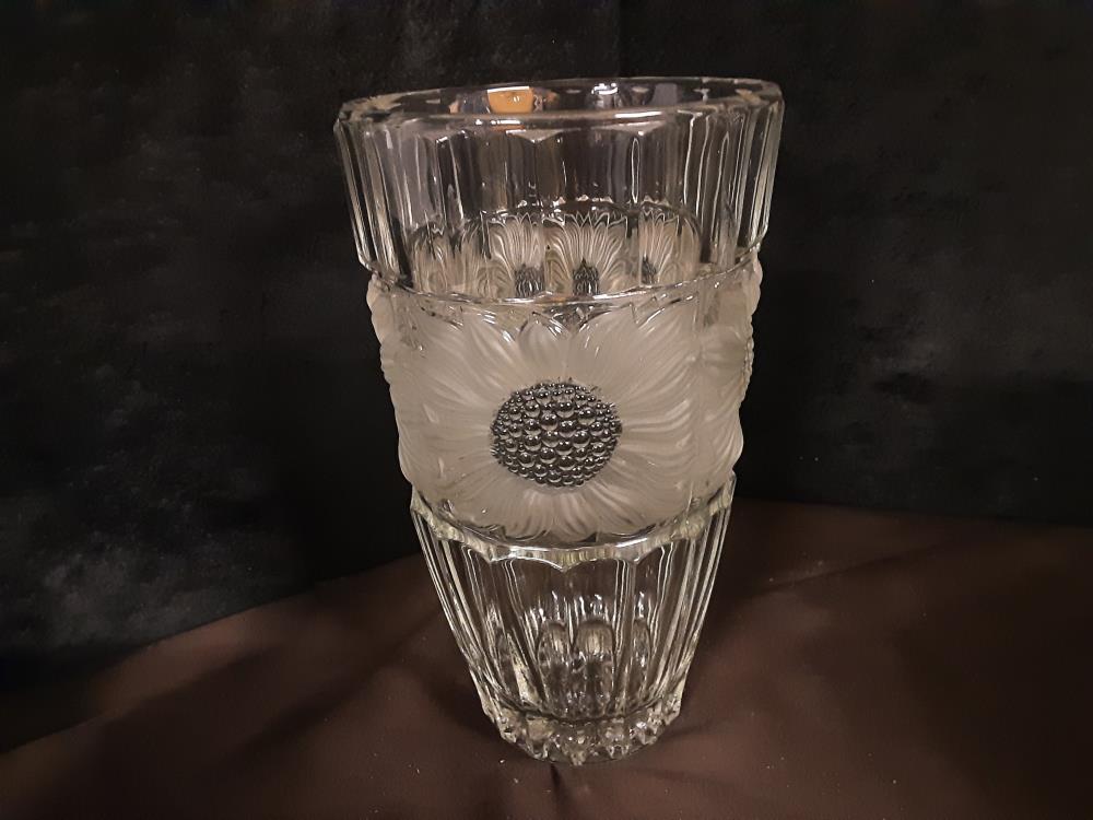 VASE EN CRISTAL DECOR FLEURS 30 CM DE HAUT