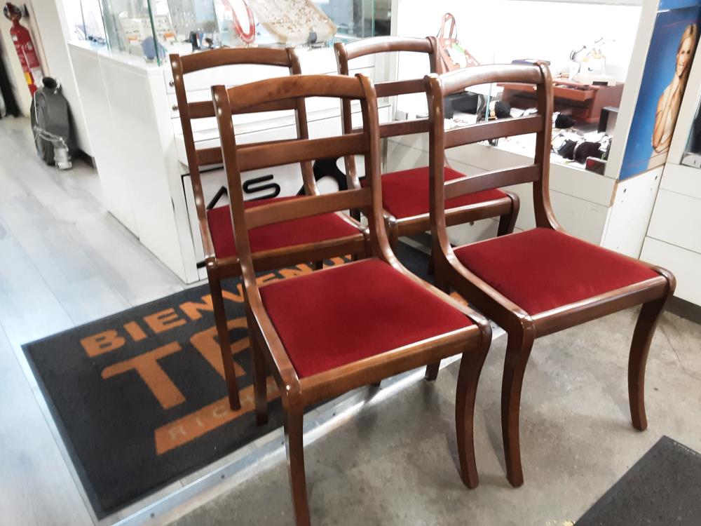 LOT DE CHAISES MERISIER ASSISE ROUGE