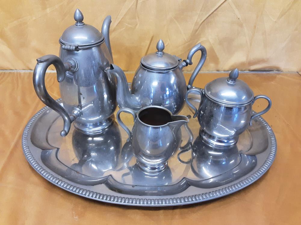 ENSEMBLE CAFETIERE THEIERE POT A LAIT SUCRIER PLATEAU ARGENTÉ