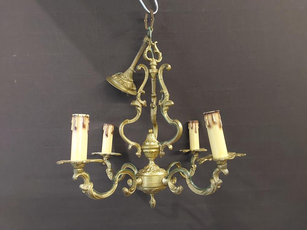 LUSTRE 4 BRANCHES EN BRONZE 