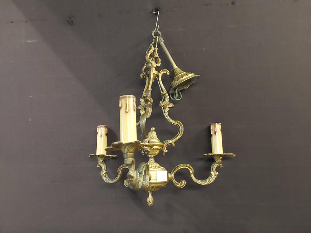 LUSTRE 3 BRANCHES EN BRONZE