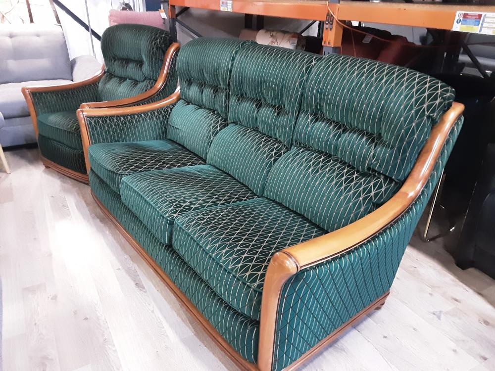 CANAPE EN CUIR VERT 3 PLACES CONVERTIBLE