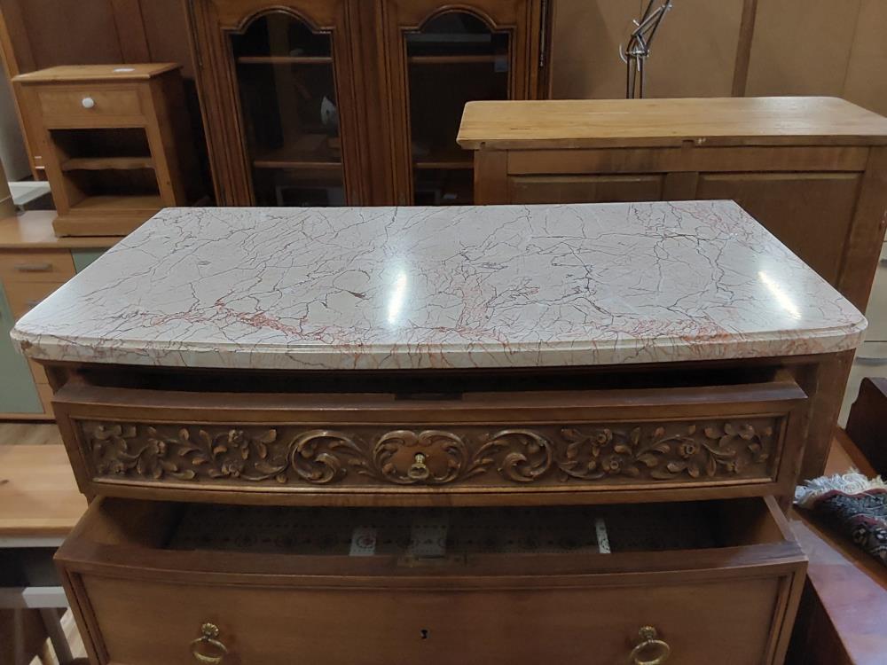 CHIFFONNIER  6 TIROIRS PLATEAUX MARBRE