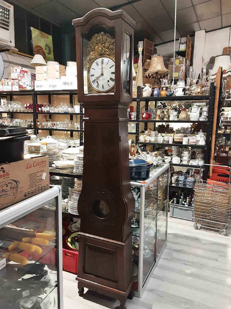 PENDULE DE PARQUET A RESTAURER AVEC 2 POIDS