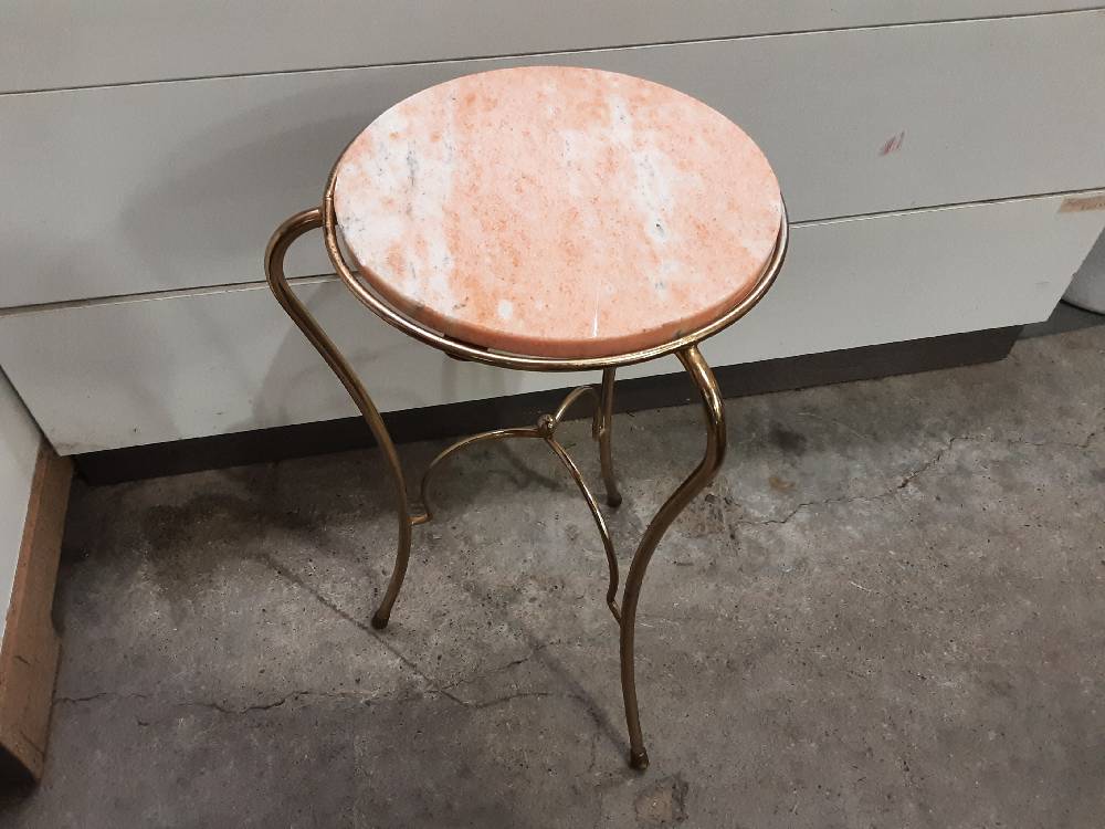 GUERIDON ROND PIED DORÉ DESSUS MARBRE