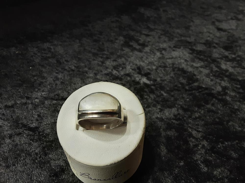 BAGUE ARGENT PIERRE BLANCHE