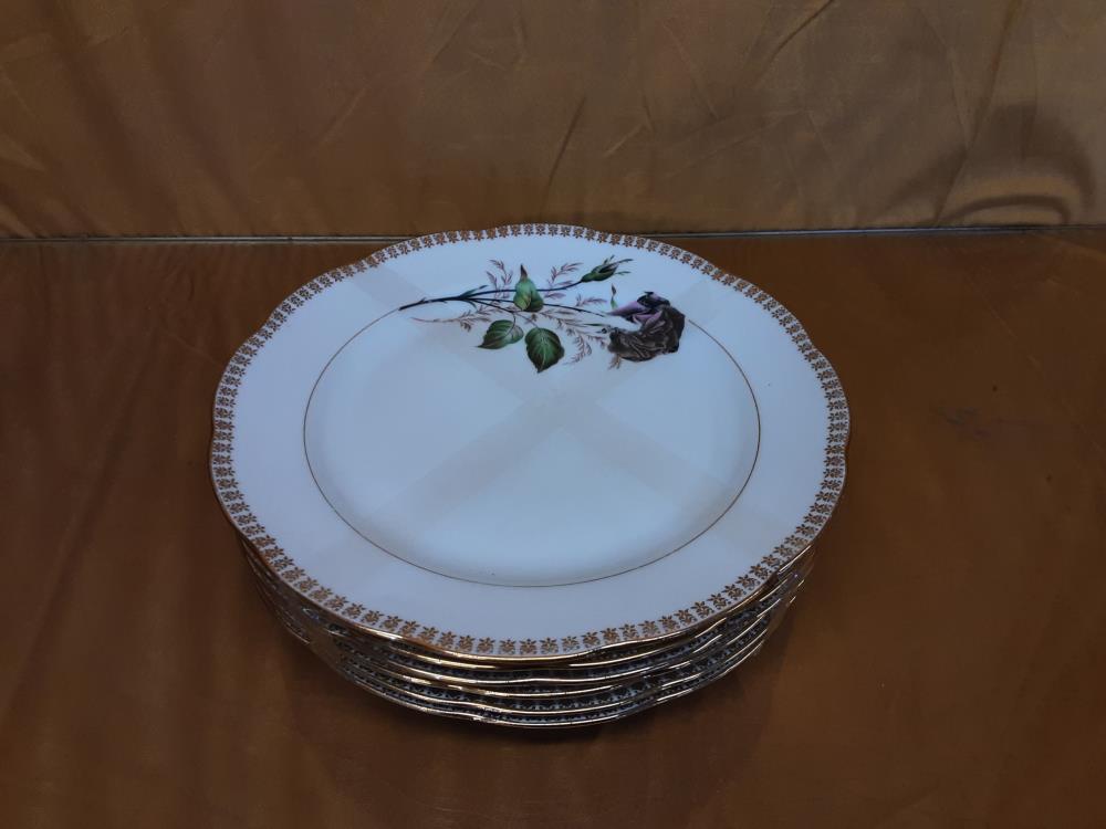 LOT DE 6 ASSIETTES DECOR TULIPE NOIR