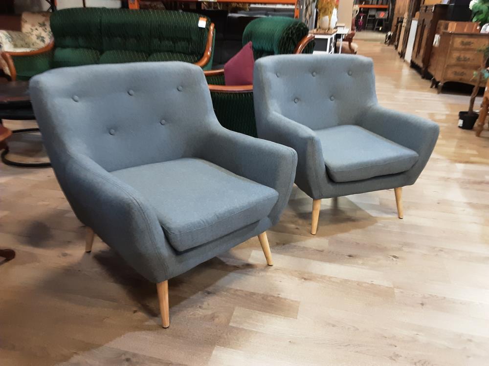 FAUTEUIL ASSISES TISSU GRIS PIED BOIS CLAIR