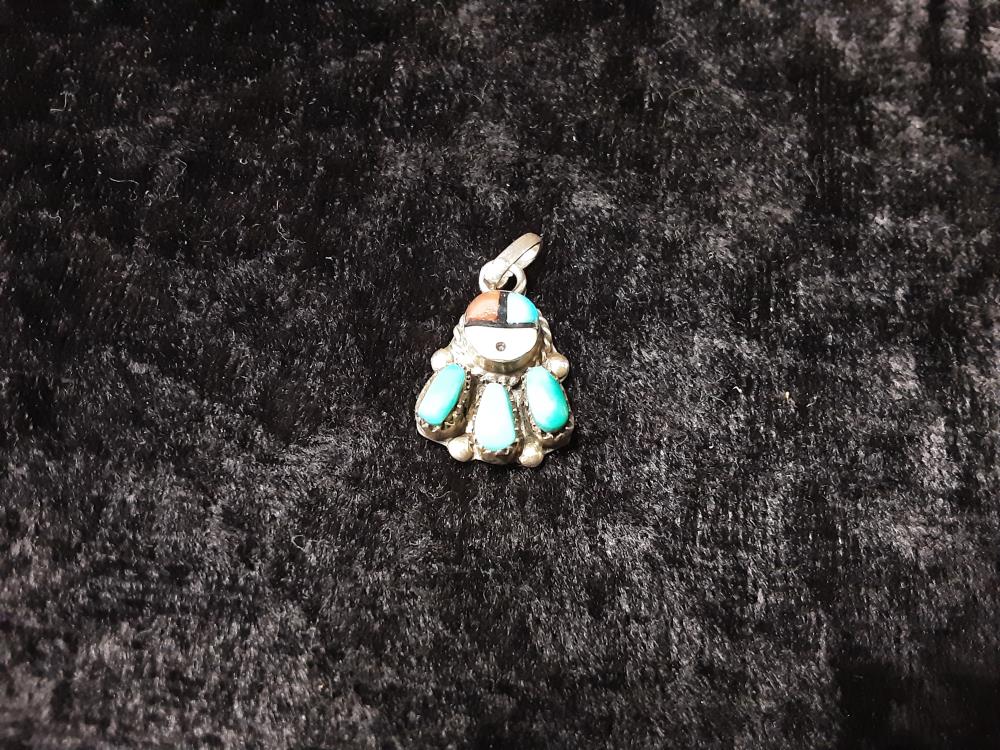 PENDENTIF EN ARGENT PIERRES TURQUOISES 