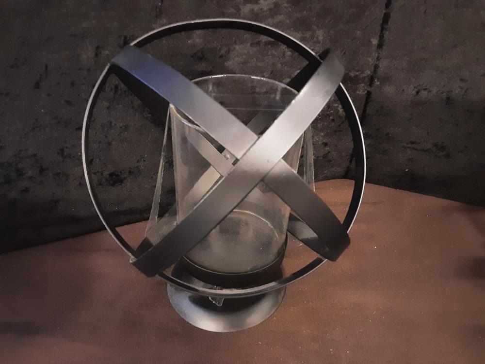 PORTE BOUGIE METAL NOIR + VERRE