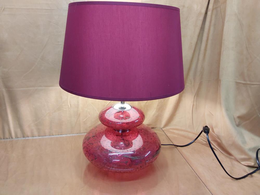 PIED DE LAMPE DRIMMER VERRE SOUFFLE ROUGE ABATJOUR  ROUGE PAS DRIMMER