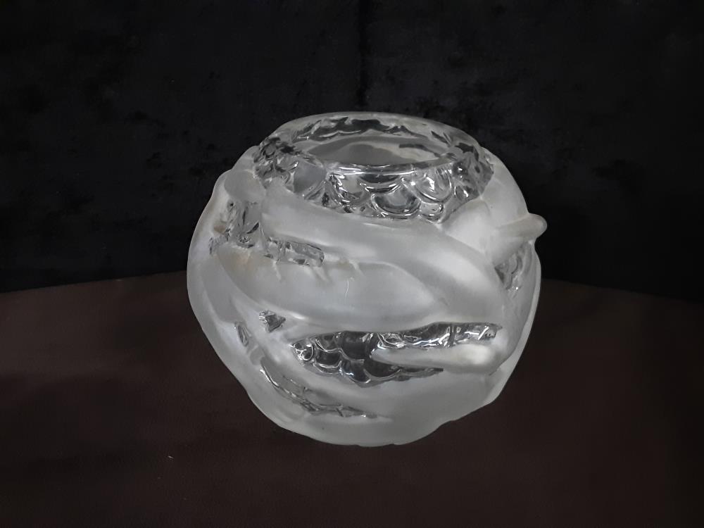 VASE BOULE EN CRISTAL PORTIEUX 1950-1960