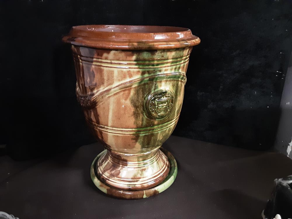 VASE SUR PIED AVEC PLATEAU TRADITION ANDUZE BOISSET TGM HAUT 40 CM DIAMETRE 27CM 