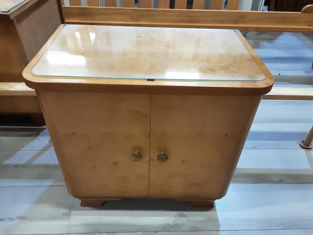 CHEVET 2 PORTES EN BOIS DESSUS VERRE