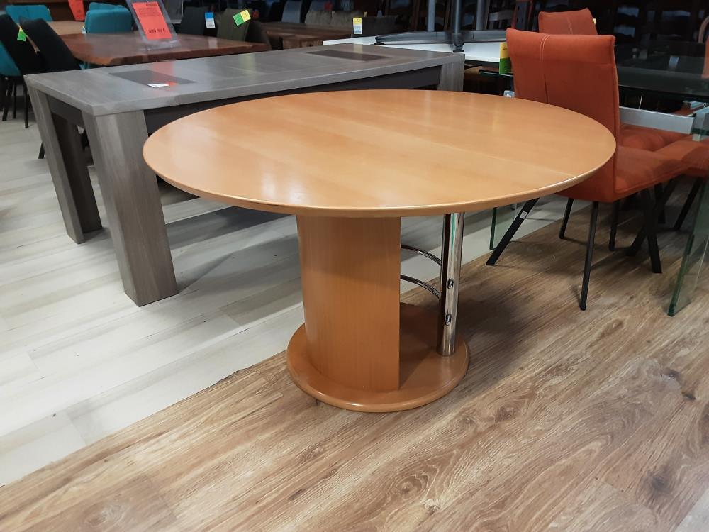 TABLE RONDE COLORIS BRUN ET METALE 1 ALLONGE  DE 45 CM = 164 CM OUVERTE