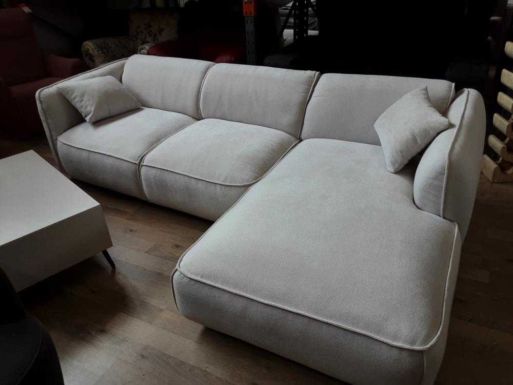 CANAPÉ ANGLE DROIT TISSU TEXTURÉ BEIGE - 2 COLIS (1167368-69/144393-94) 2ÈME CHOIX