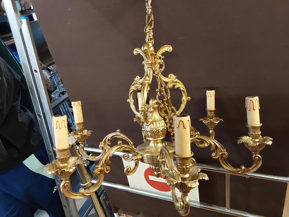 LUSTE EN BRONZE 6 FEUX 