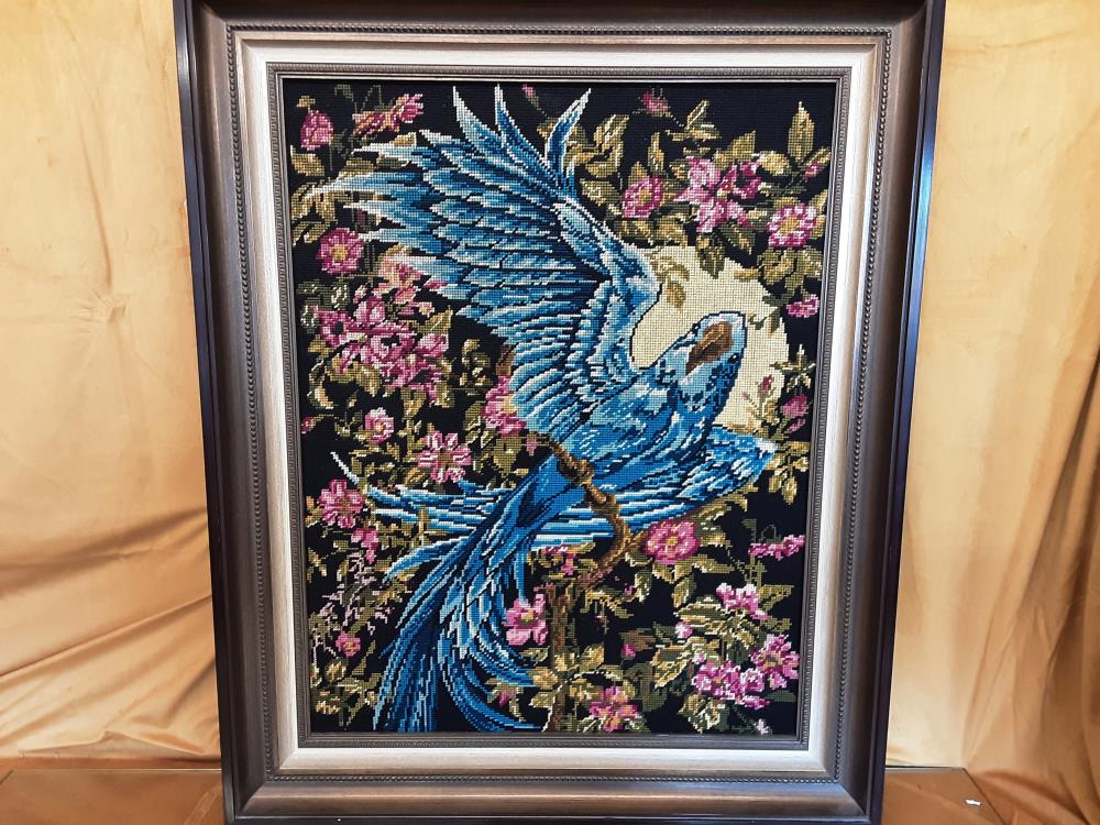 TABLEAU CANEVAS OISEAU BLEU SUR BRANCHE