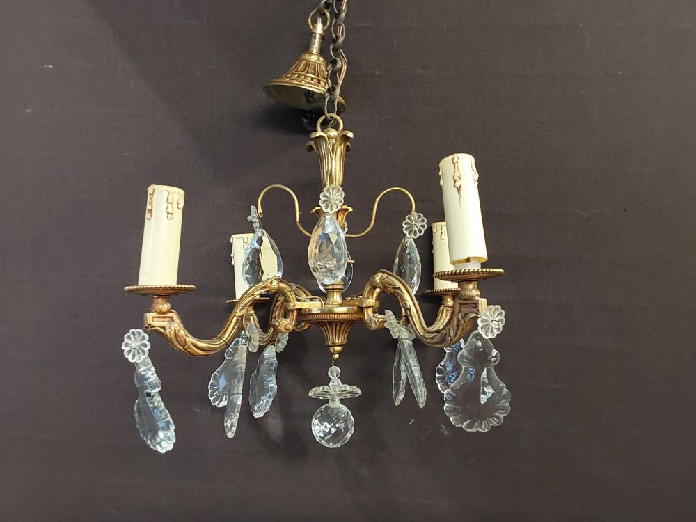 LUSTRE 4 FEUX PM BRONZE A PAMPILLES