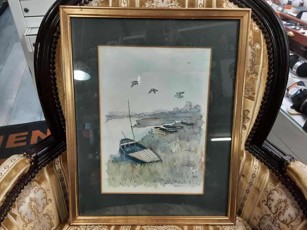 AQUARELLE MOTIF BARQUES