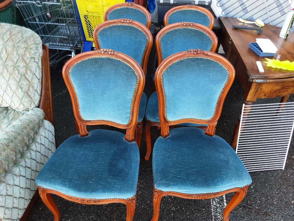 LOT DE 6 CHAISES ASSISE VERTE