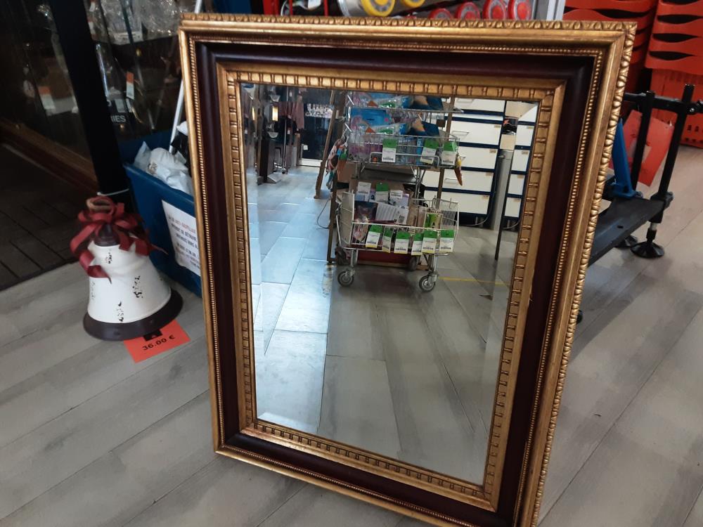 MIROIR BISEAUTE  MM CADRE BICOLORE ROUGE ET DORE