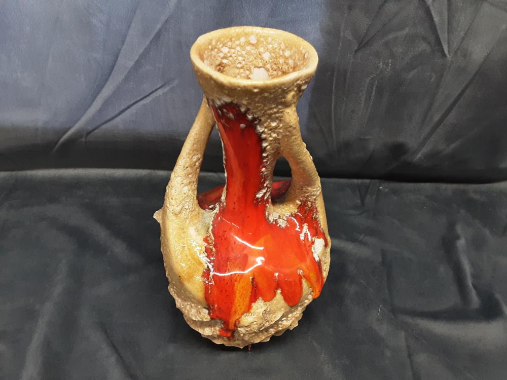 VASE VALLAURIS ORANGE ET JAUNE H27CM