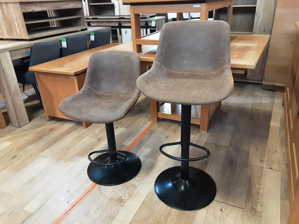 TABOURET DE BAR ASSISE BRUN PIEDS METAL NOIR