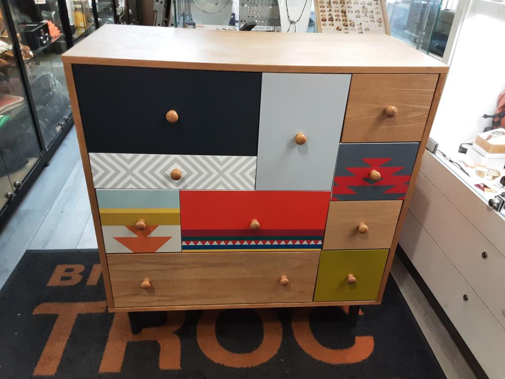 COMMODE BOIS  10 TIROIRS COLORÉS MAISON DU MONDE