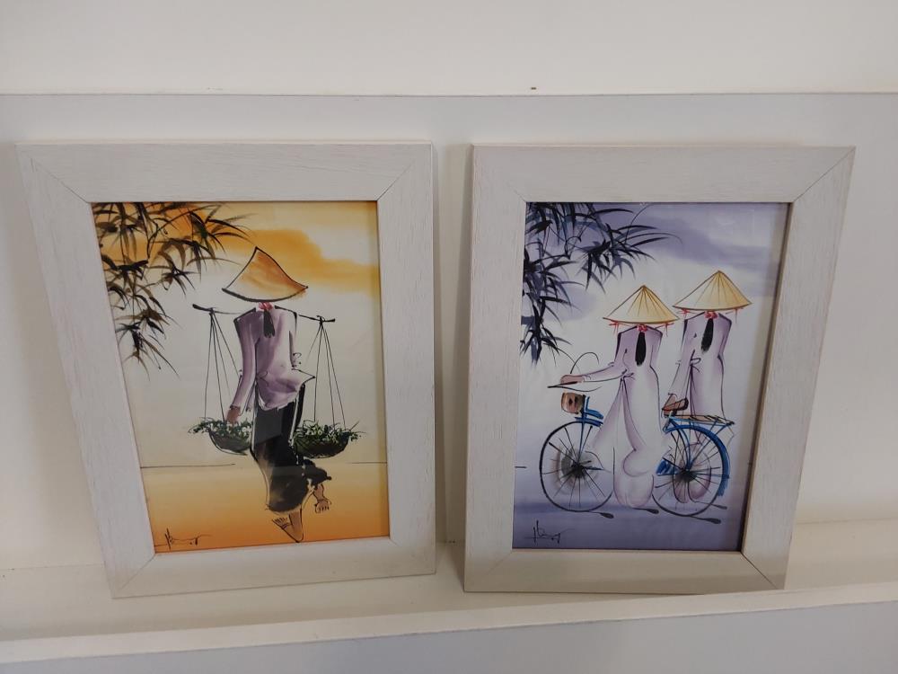 TABLEAU ASIATIQUE CADRE BLANC