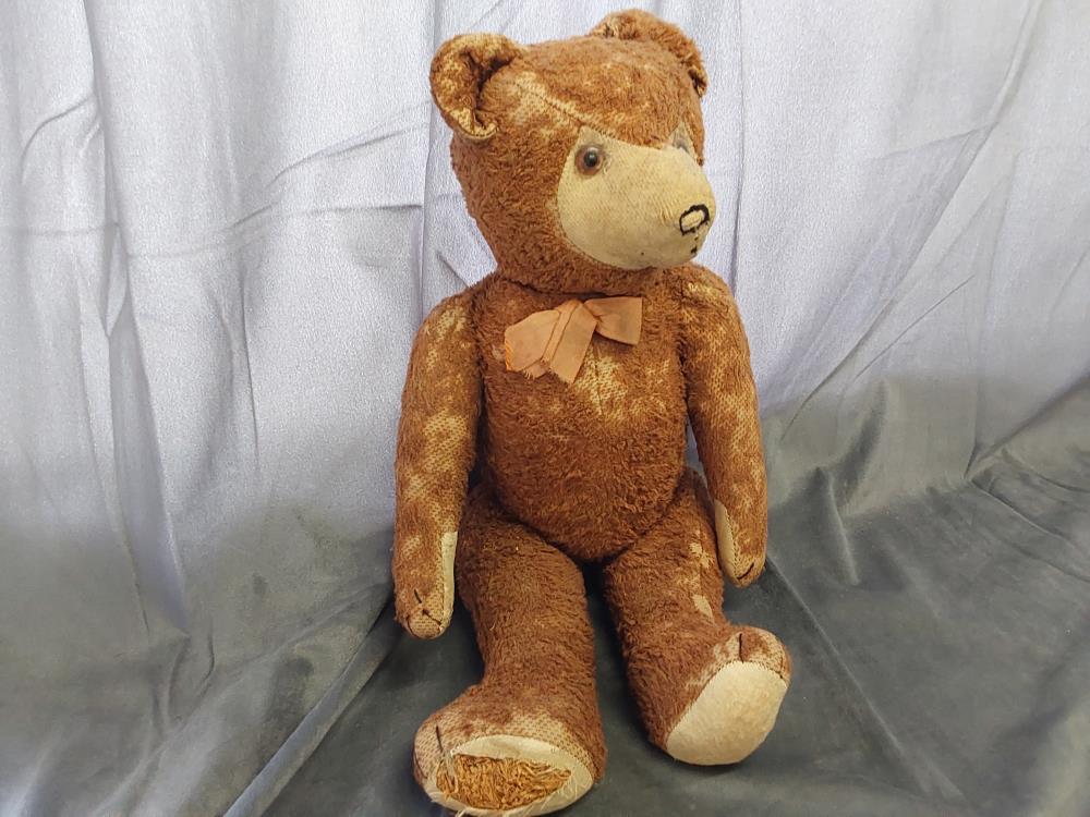 PELUCHE OURS BRUN CLAIR ANCIEN A RESTAURER