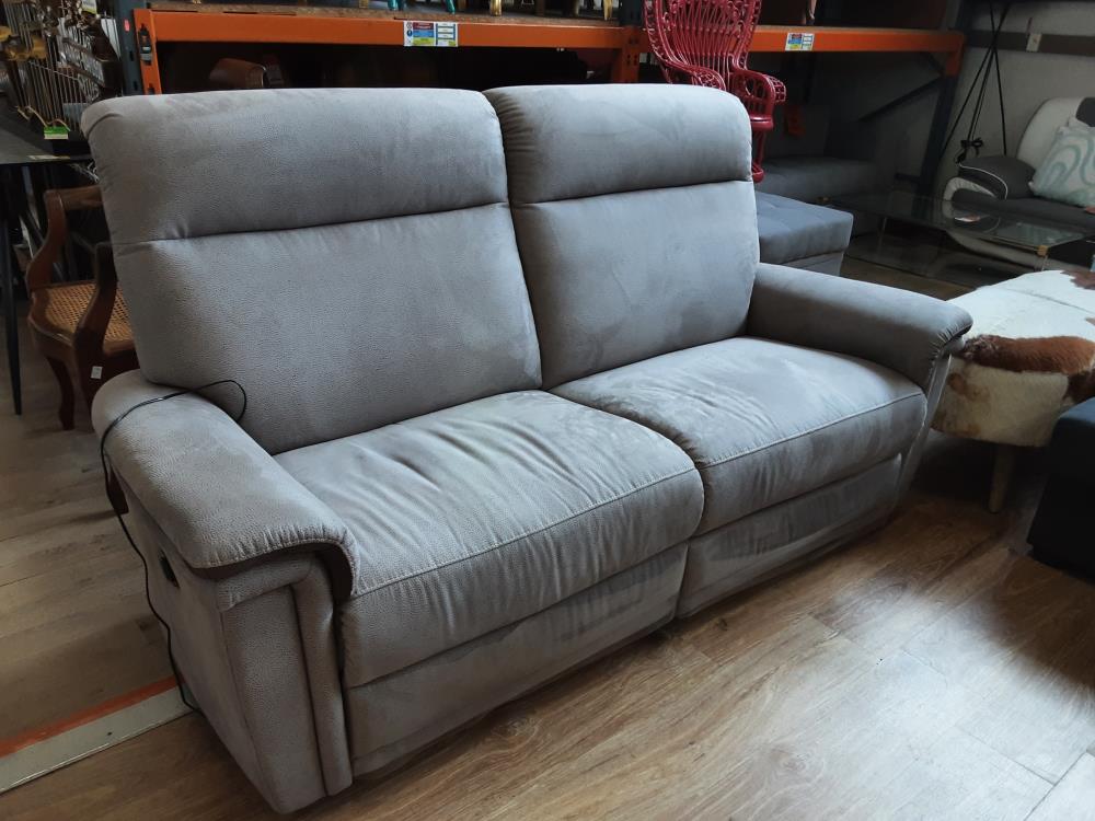 CANAPE 2 PLACES RELAX ELECTRIQUE TISSUS GRIS
