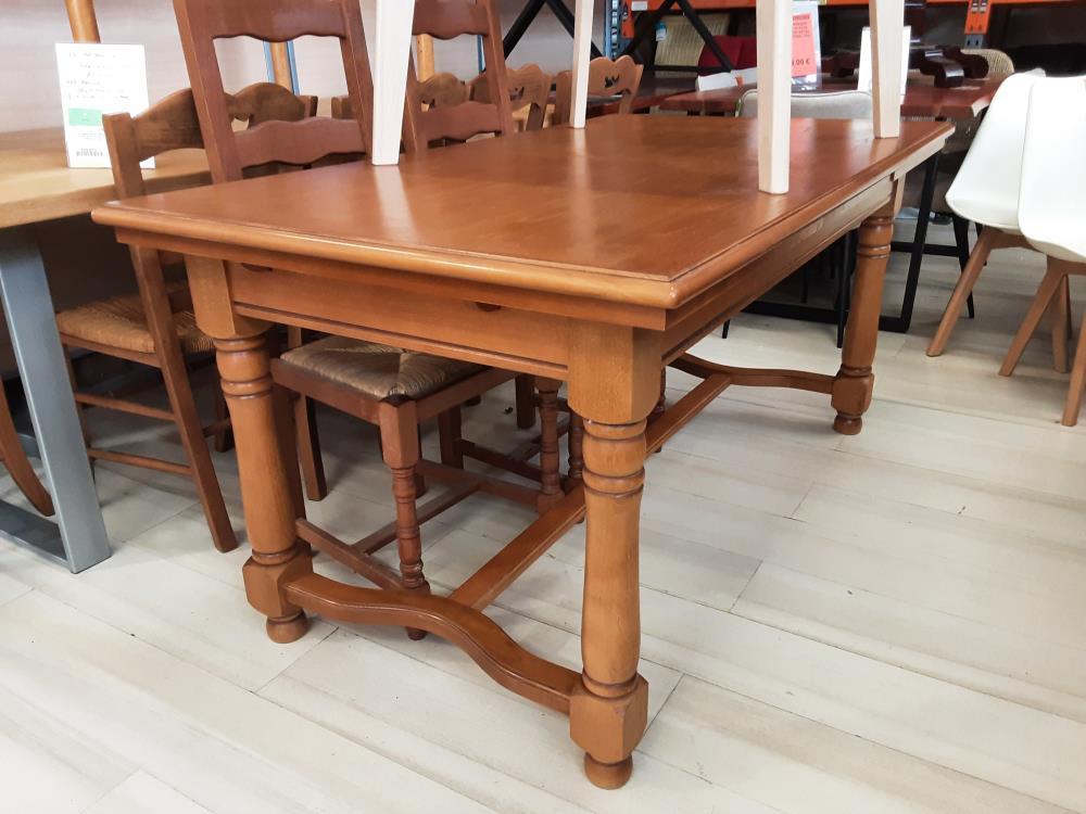 TABLE DE FERME EN CHÊNE AVEC 2 ALLONGES DE 55CM 