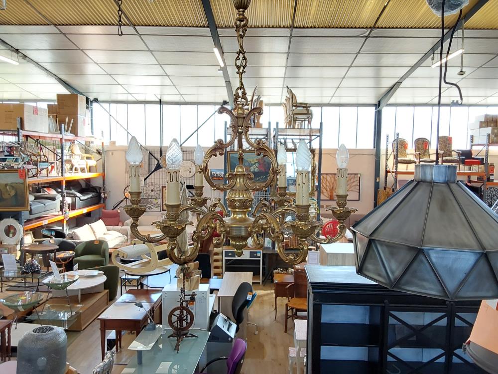 LUSTRE 6 BRANCHES EN BRONZE