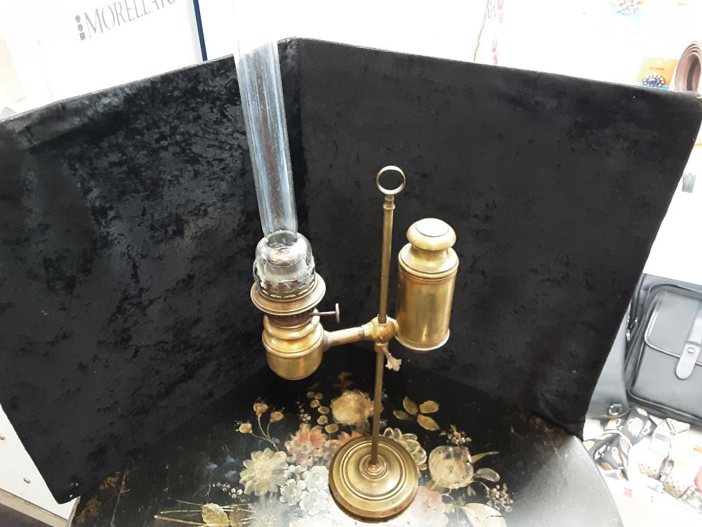 LAMPE A PETROLE DEPORTÉE AVEC VERRE HAUT 63CM