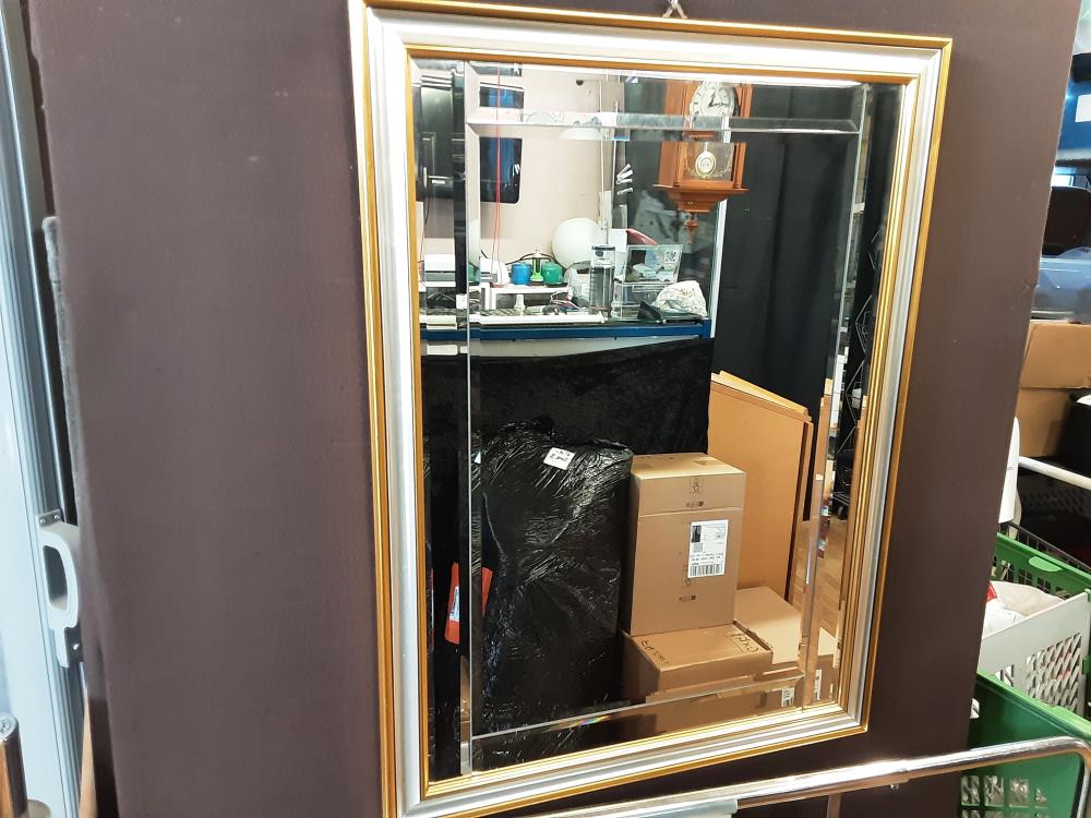 MIROIR BISEAUTÉ ARGENTÉ ET DORÉ 