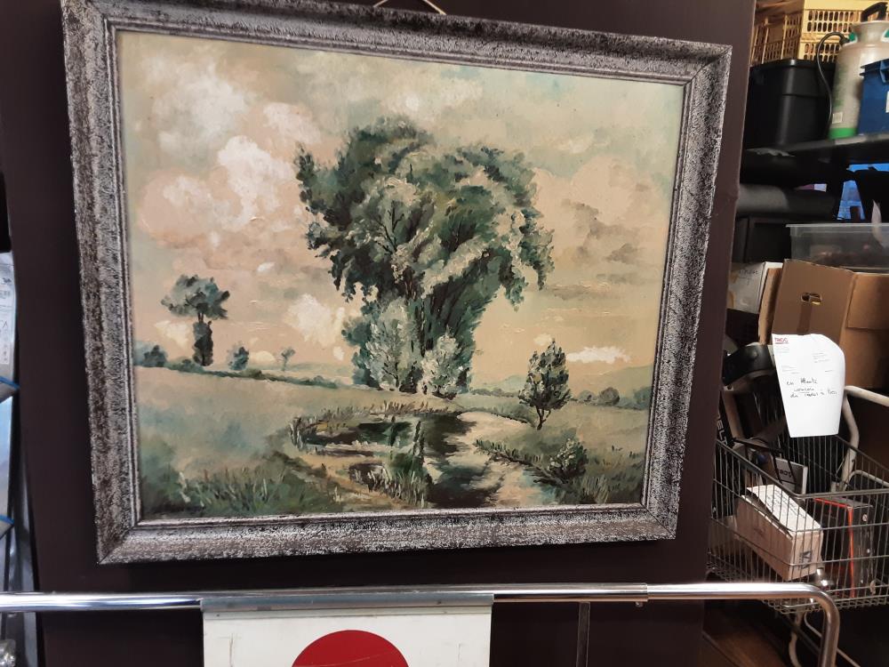 TABLEAU FORET AVEC UNE MARE SIGNE