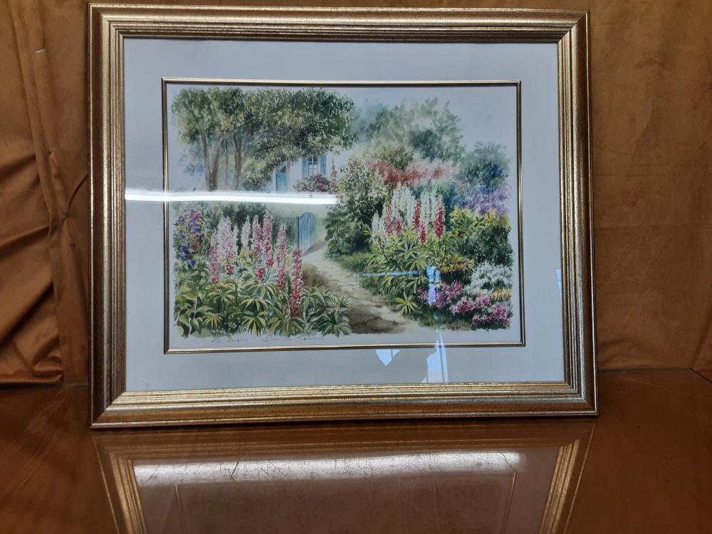 TABLEAU MAISON JARDIN FLEURI SIGNE