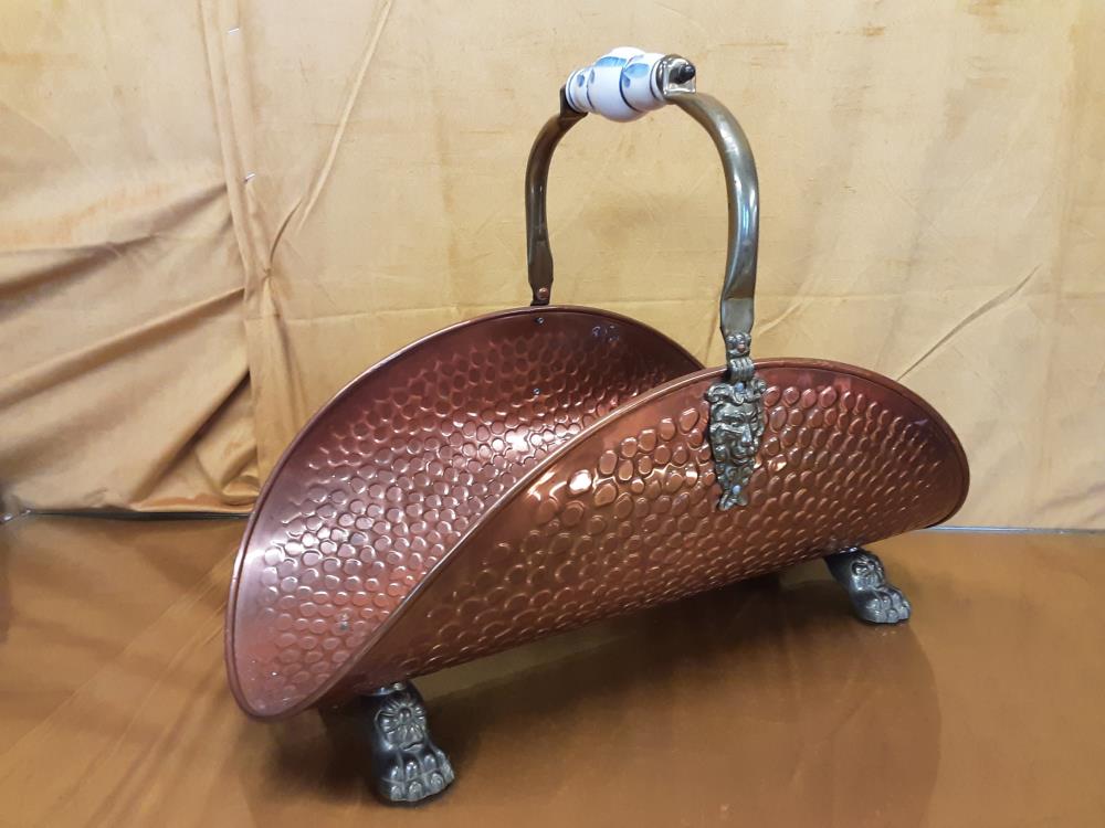 PORTE BUCHES EN CUIVRE