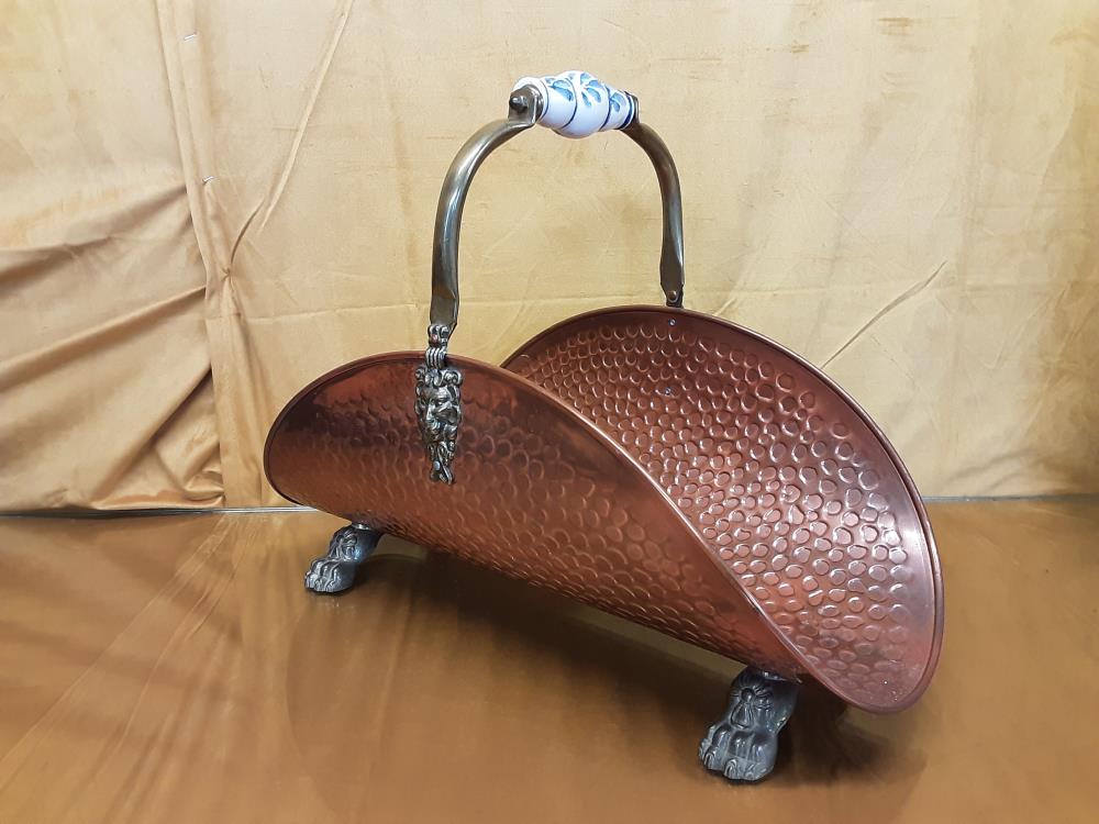 PORTE BUCHES EN CUIVRE