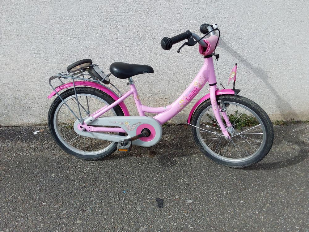 VELO ENFANT PUKY ROSE 18 POUCES AVEC PETITES ROUE