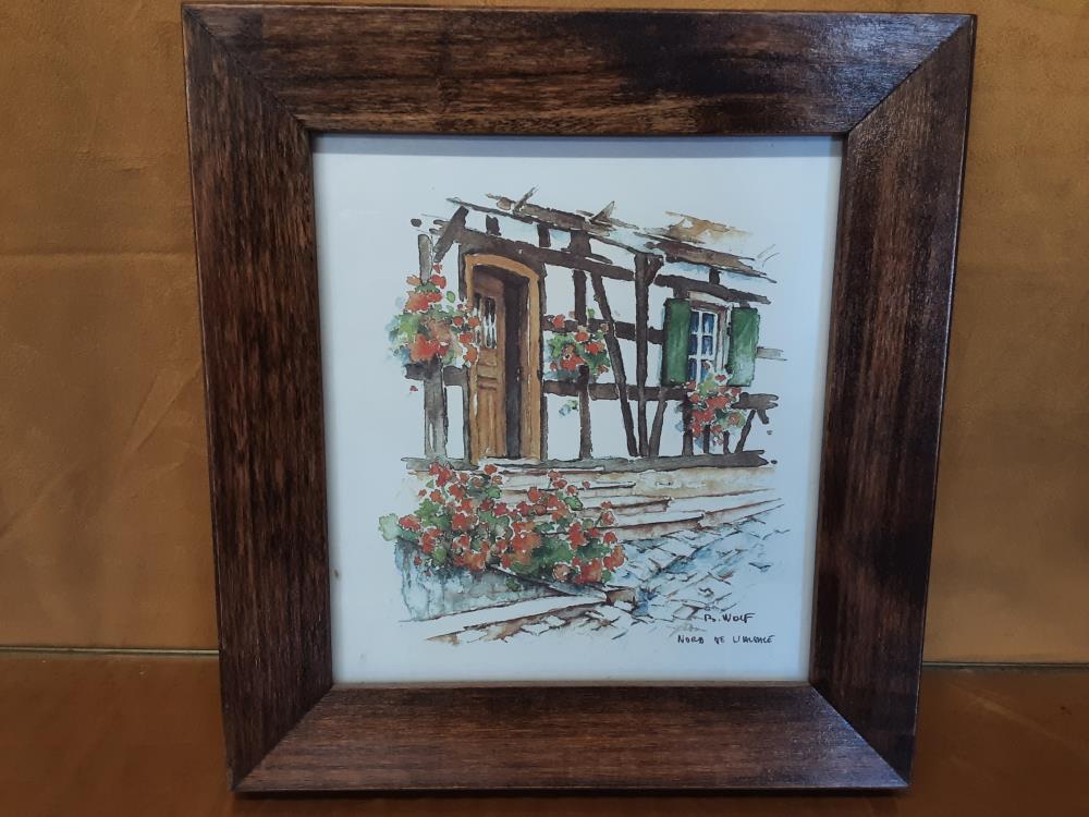 TABLEAU PM  MAISON ALSACIENNE CADRE BOIS