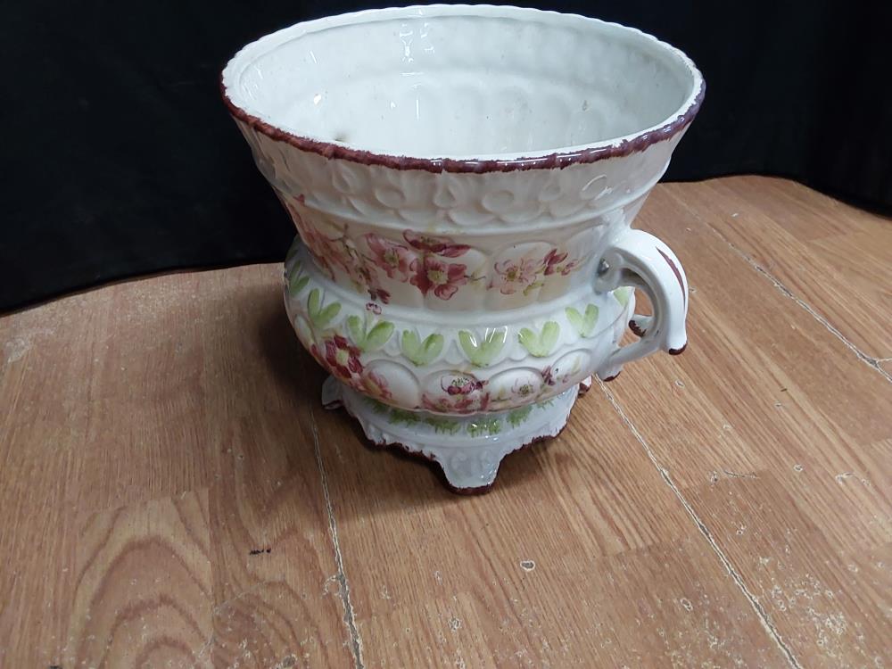 CACHE POT A ANSES DECOR FLEURS